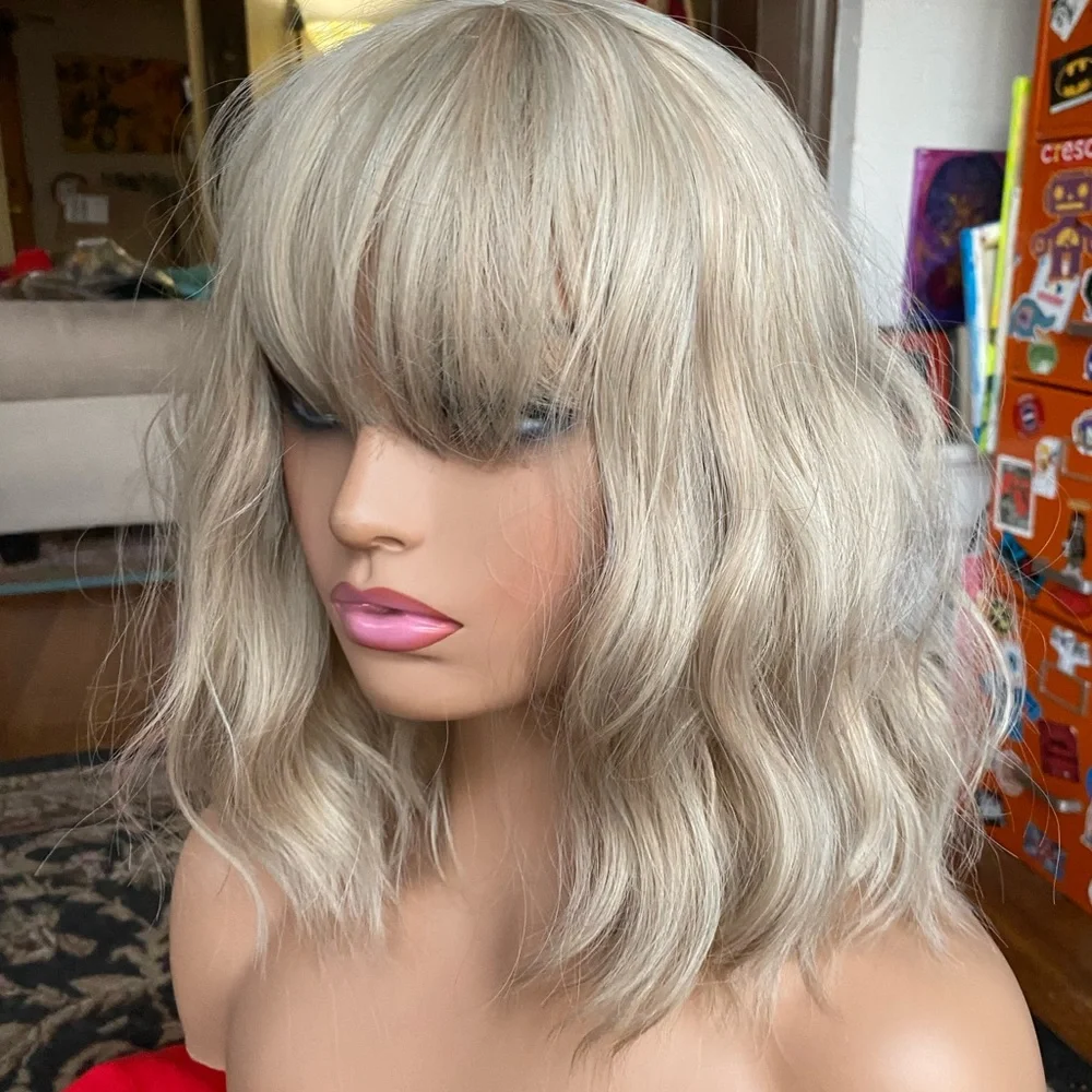 CLEARANCE born blonde short bob wig w bangs